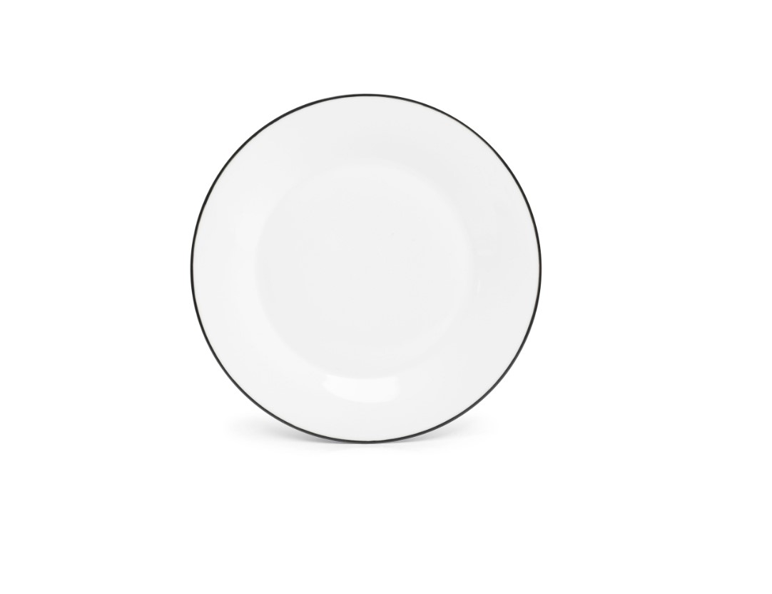 BORD PORSELEIN 27CM BLACK RIM 6X1ST