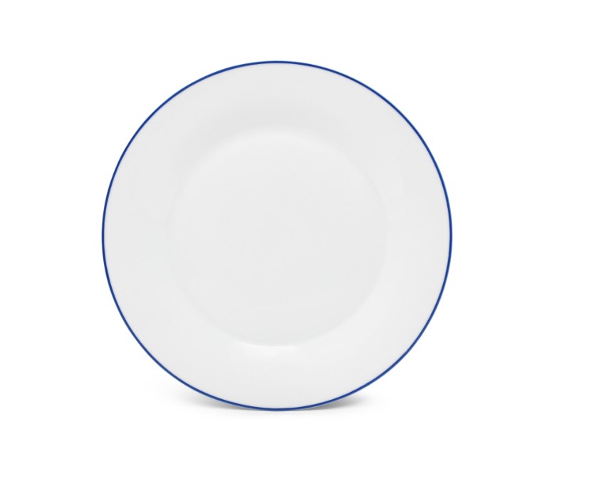 BORD PORSELEIN 27CM BLUE RIM 6X1ST