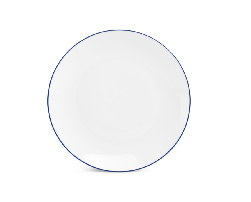 BORD PORSELEIN COUPE 26.5CM BLUE RIM 6X1ST