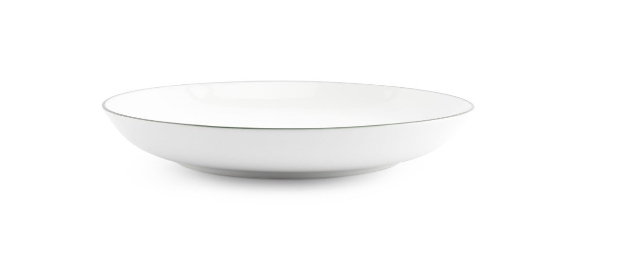 DIEP BORD PORSELEIN 27XH4CM GREEN RIM 6X1ST