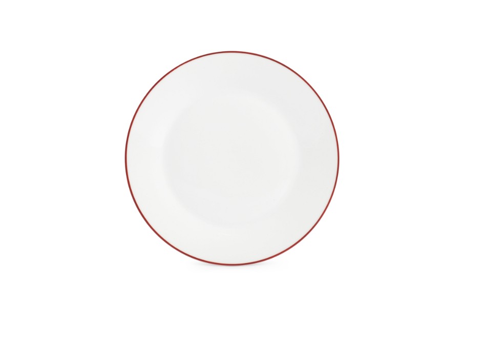 BORD PORSELEIN 20CM BURGUNDY RIM 6X1ST