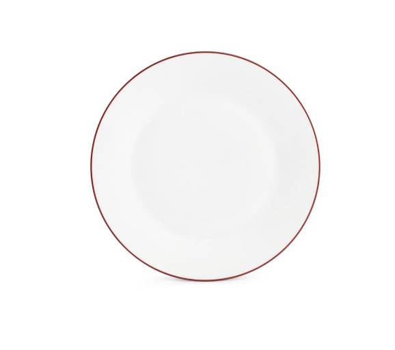 BORD PORSELEIN 24CM BURGUNDY RIM 6X1ST