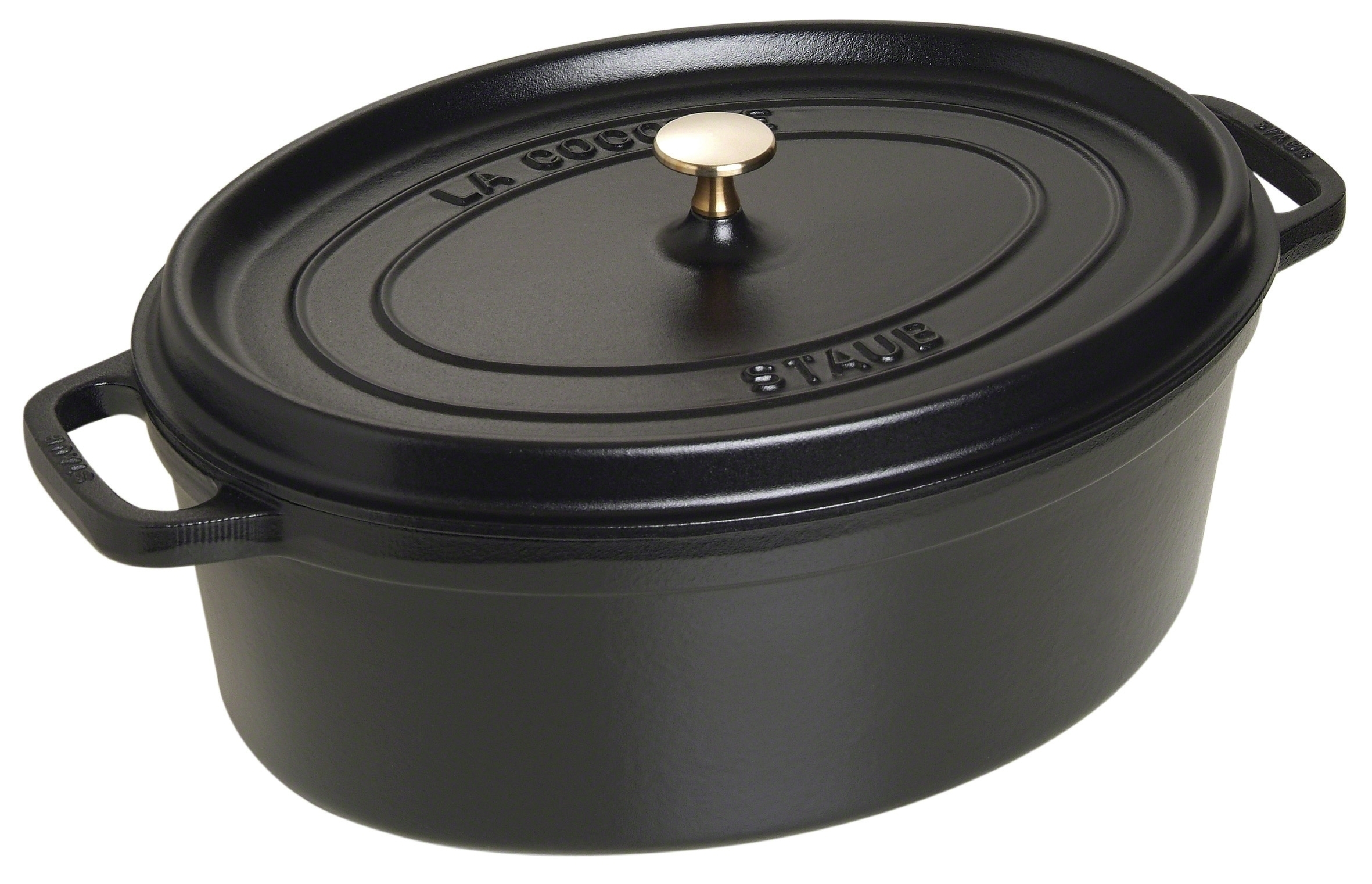 POT 11CM OVAAL M/DEKSEL GIETIJZER ZWART STAUB
