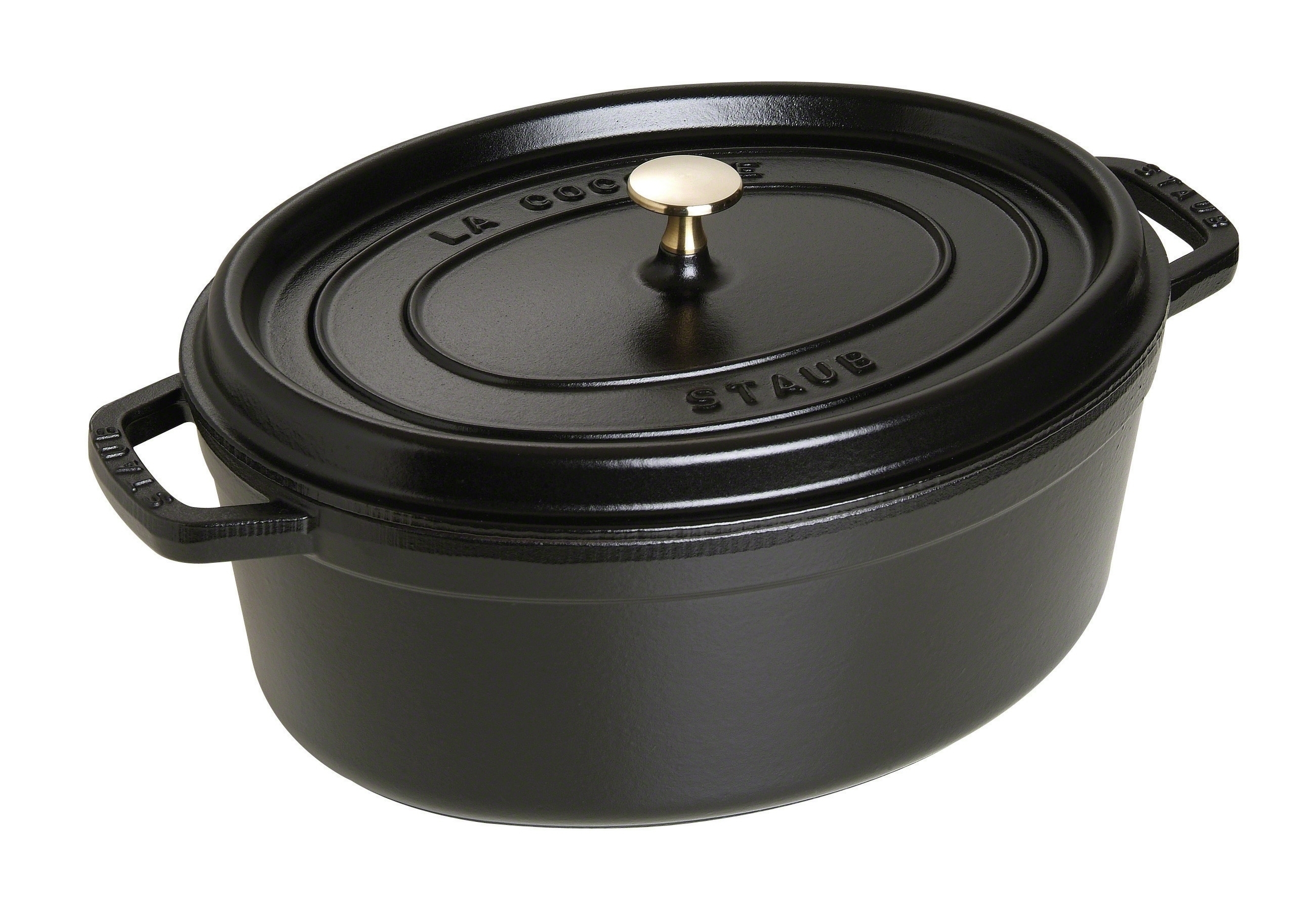 POT 17CM OVAAL M/DEKSEL GIETIJZER ZWART STAUB