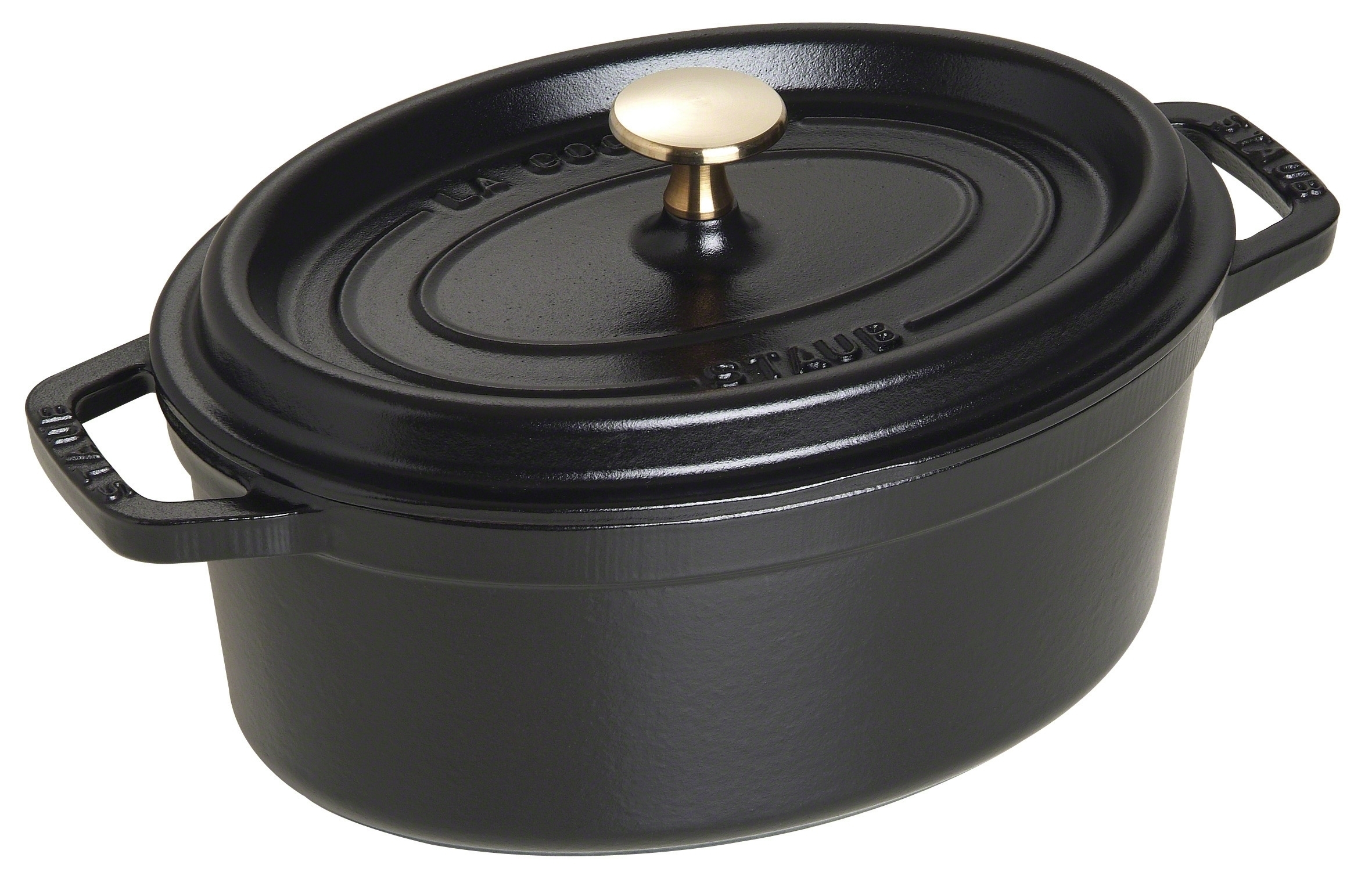 POT 23CM OVAAL M/DEKSEL GIETIJZER ZWART STAUB