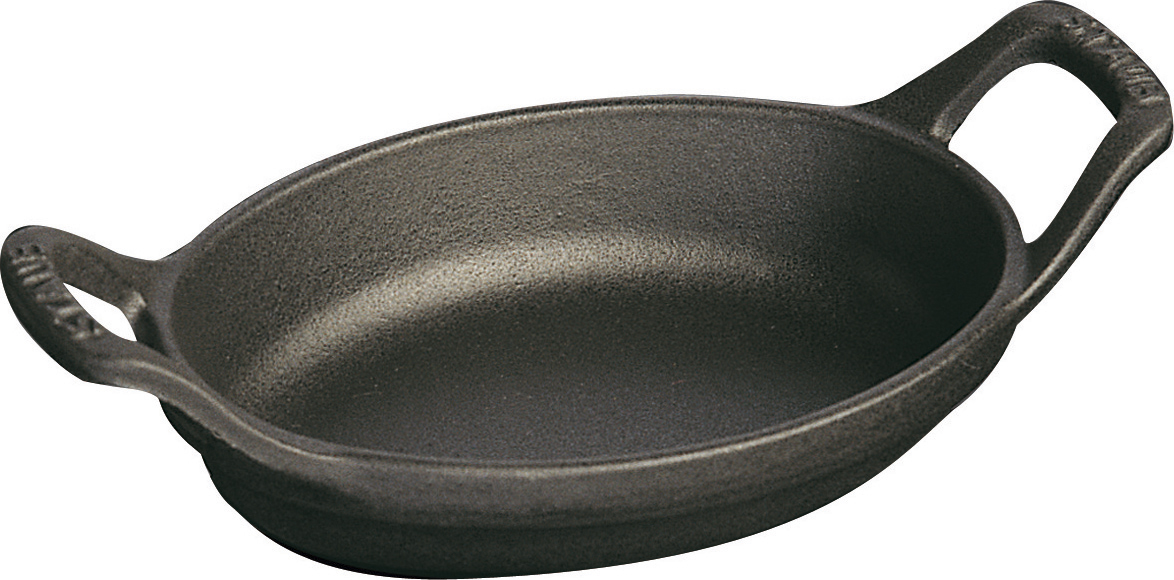 SCHOTEL 15CM OVAAL GIETIJZER ZWART STAUB