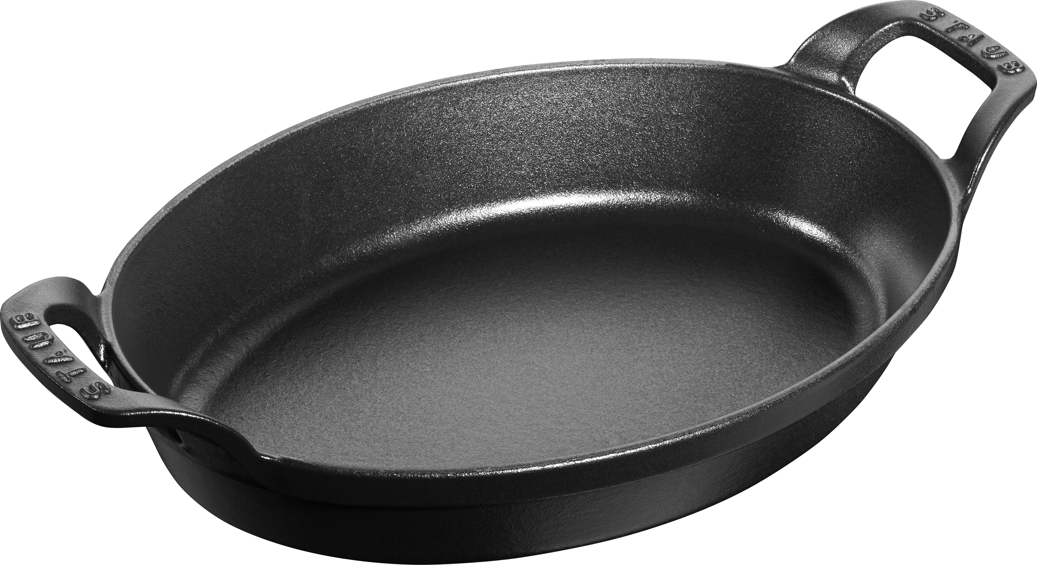 SCHOTEL 24CM OVAAL GIETIJZER ZWART STAUB