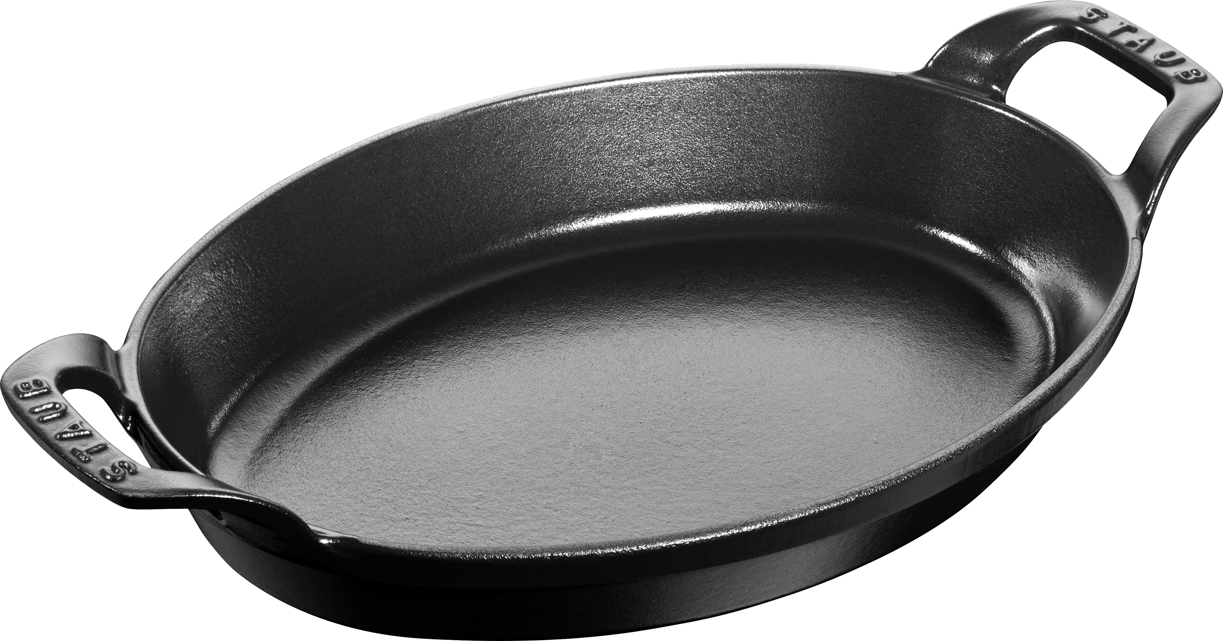 SCHOTEL 28CM OVAAL GIETIJZER ZWART STAUB