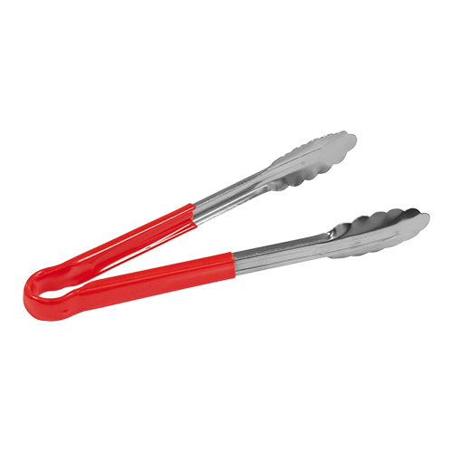 SERVEERTANG 25CM MET ROOD HANDVAT RVS EMGA