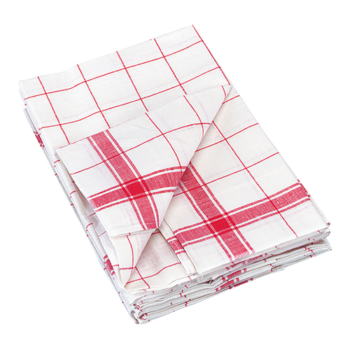 GLAZENDOEK 70X70CM WIT/ROOD KATOEN EMGA