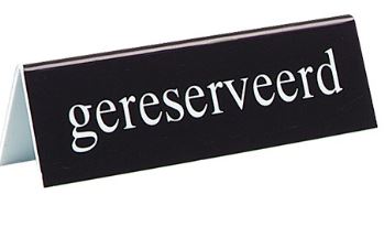 TAFELPLAATJE 13XH4CM GERESERVEERD ZWART/WIT