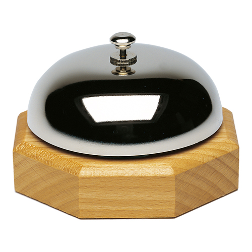 RECEPTIEBEL CHROME MET HOUTEN VOET
