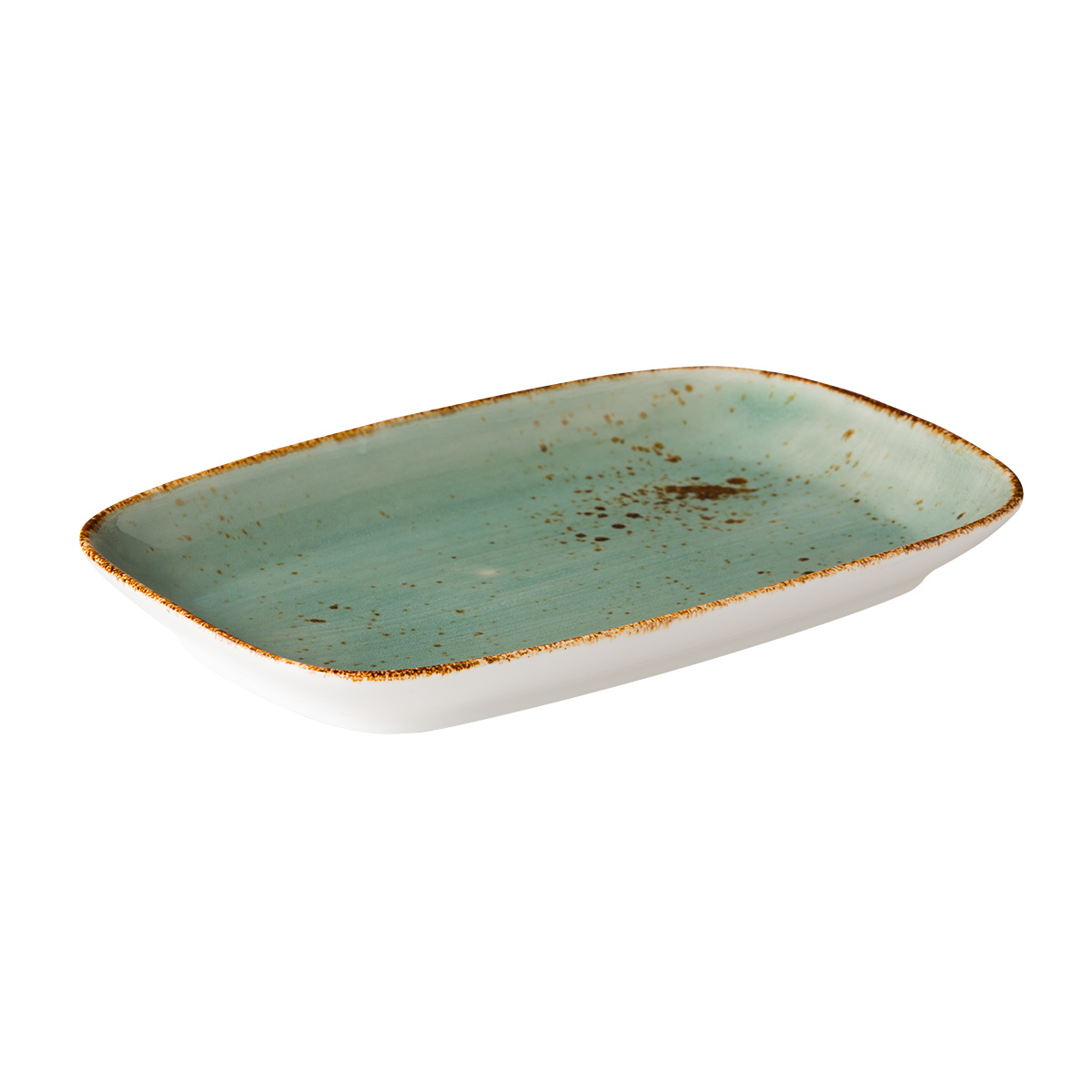 BORD PORSELEIN 25X15.5CM RECHTHOEKIG AQUA 3ST