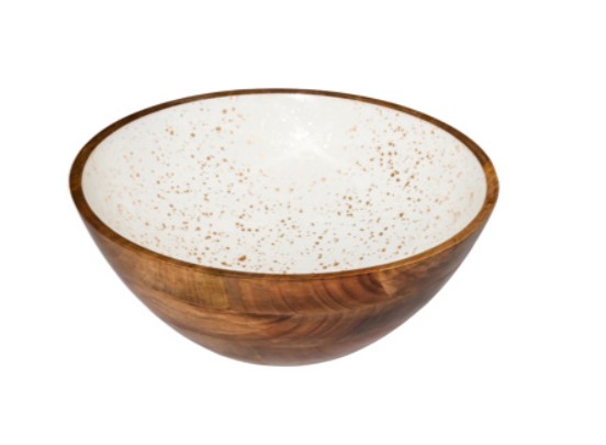 KOM HOUT 30XH10CM WIT/GOUD MET ANTISLIP