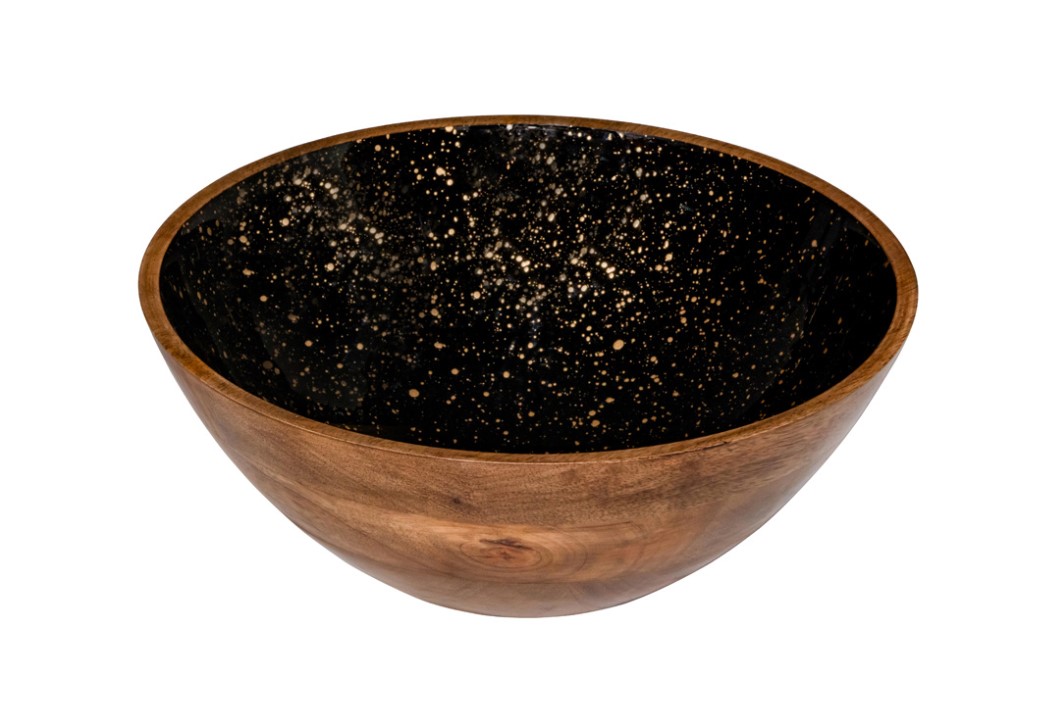 KOM HOUT 30XH10CM ZWART/GOUD MET ANTISLIP
