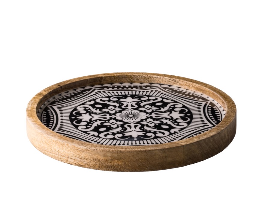 BORD HOUT 25XH2.5CM MARRAKECH ZWART 4X1ST