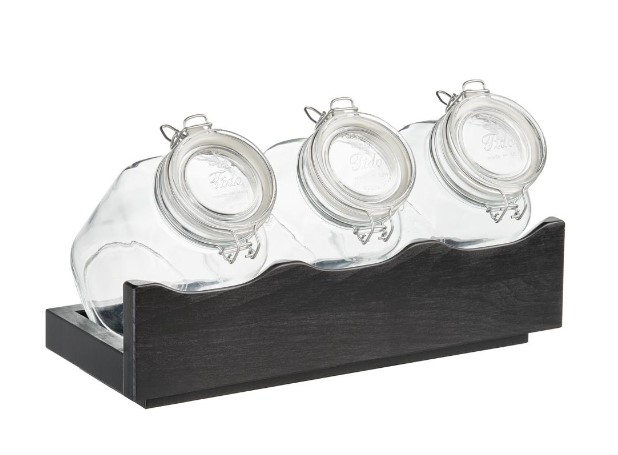 STAANDER 43X17CM VOOR 3 BOKALEN WENGE APS