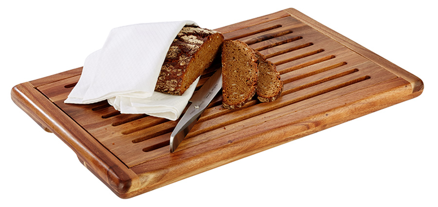 BROODSNIJPLANK 53X32.5CM M/KRUIMELVAK ACACIA