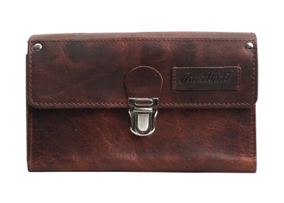 PORTEFEUILLE MET RIEM BRUIN LEDER AARTEFACTO